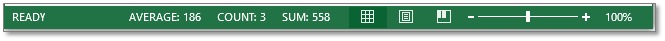 what is MS Excel - status bar