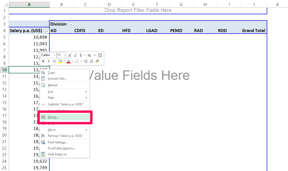 group table pivot Pivot in Group Table items  Excel MS Excel Hindi in