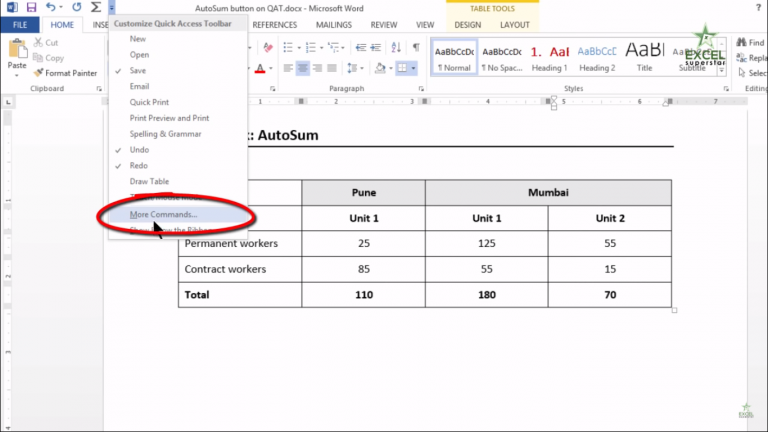 How to use Auto Sum Formula in MS Word | MS Word in Hindi